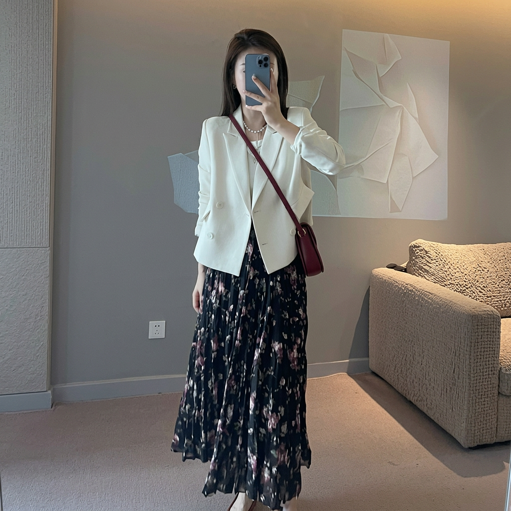 韩版高级感短款休闲西服外套