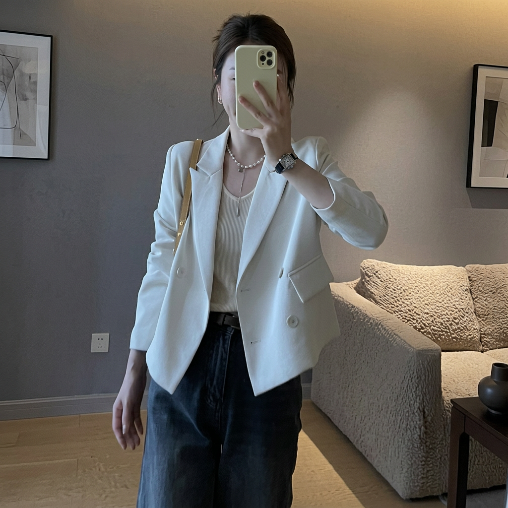韩版高级感短款休闲西服外套