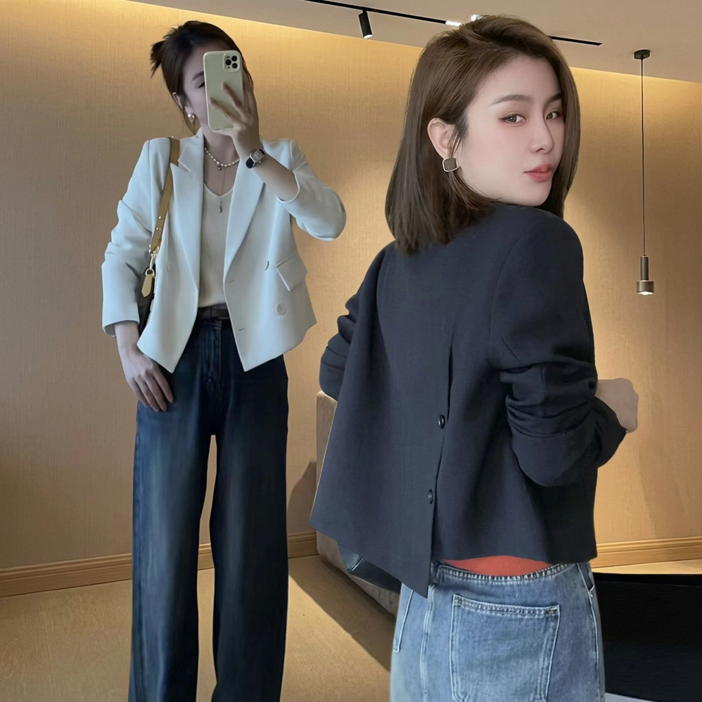 韩版高级感短款休闲西服外套