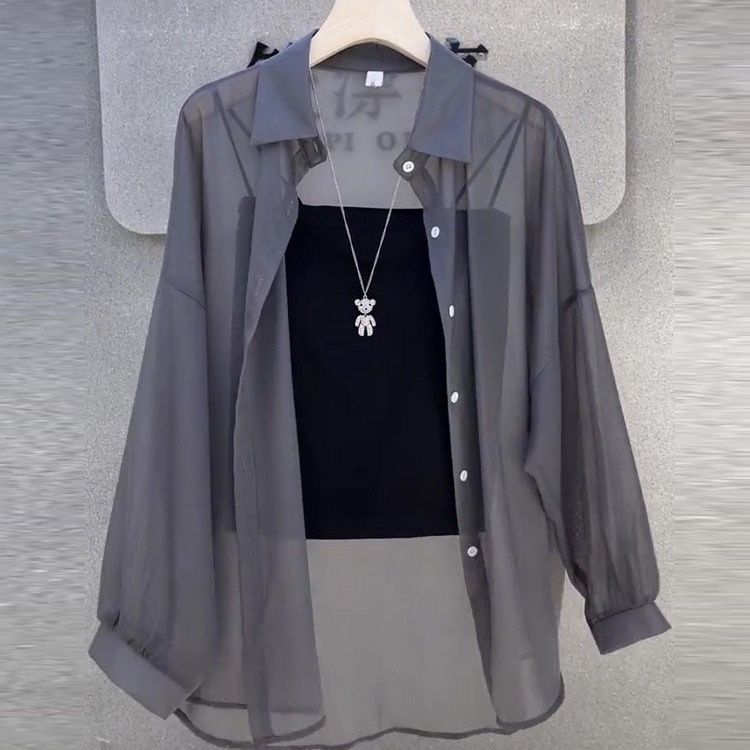 防曬衣冰絲透氣開衫外套長袖薄款雪紡襯衫