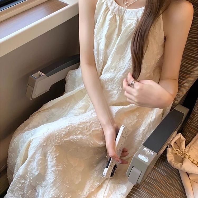 甜美雪紡掛脖仙女裙海邊度假洋裝