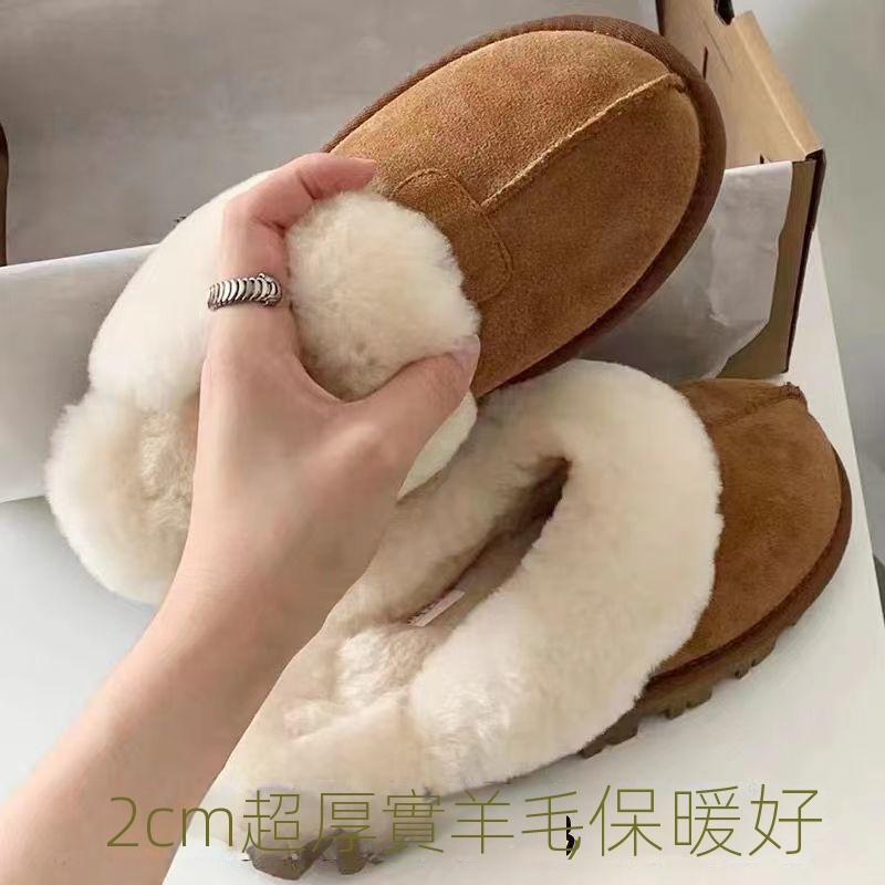 加厚羊毛絨居家防寒防滑室內包頭棉拖鞋