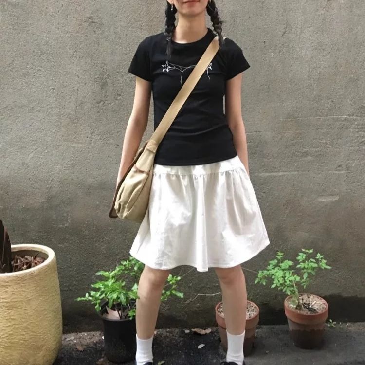 高腰顯瘦a字短裙工裝五分傘裙半身裙