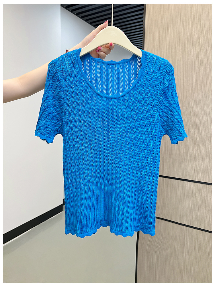 商品详情图_实拍！实拍！有大图！2025夏季蓝色镂空波浪边冰