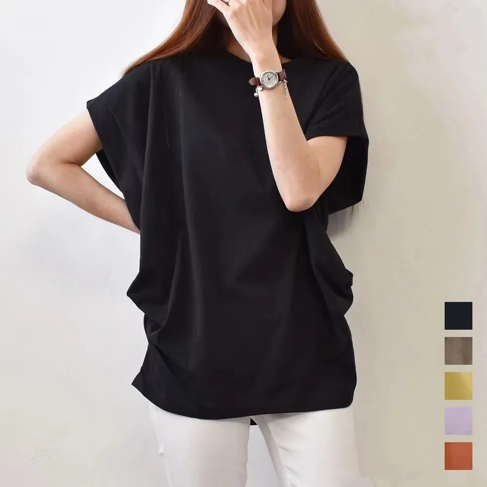 日韓慵懶風時尚百搭設計感不規則短袖