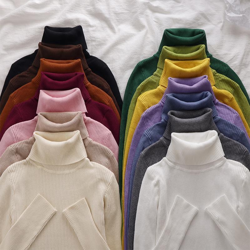 （多色可選）韓系高領時髦修身百搭打底衫氣質內搭長袖針織衫