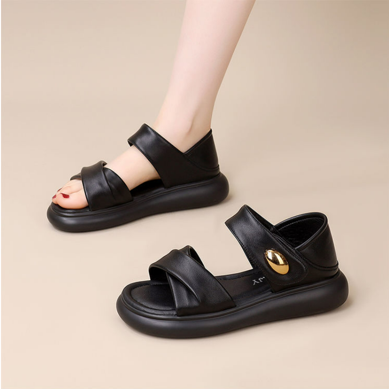 舒適休閒平底軟底軟面中跟羅馬涼鞋