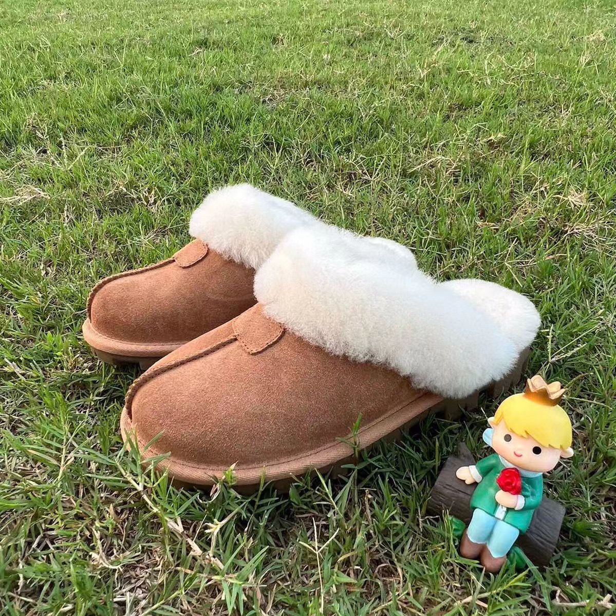 加厚羊毛絨居家防寒防滑室內包頭棉拖鞋