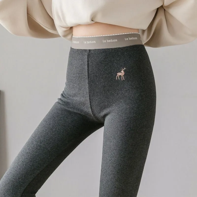 羊羔絨外穿刷毛加厚高腰顯瘦大碼打底褲