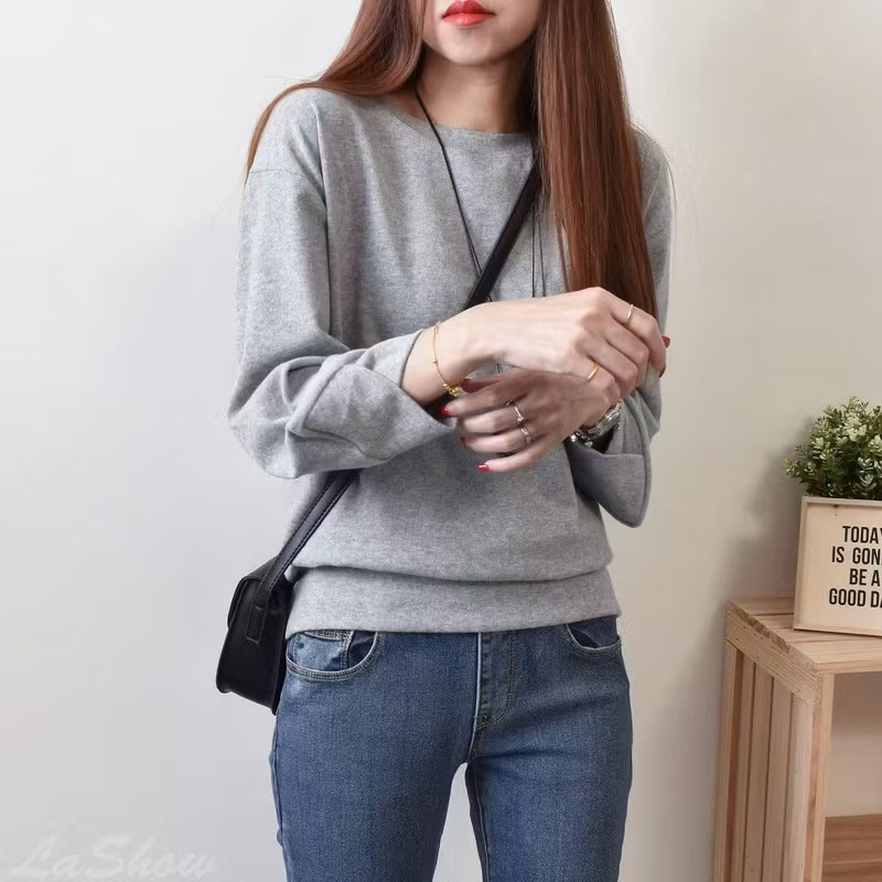交叉V袖口寬鬆休閒顯瘦磨毛保暖衛衣