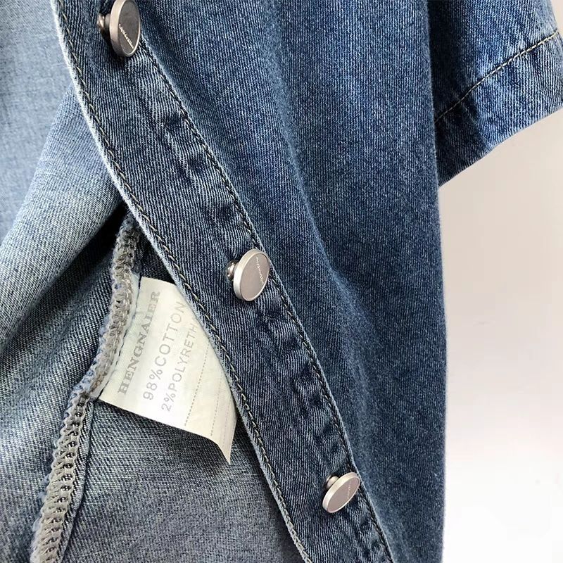 韓版高級感寬鬆閒薄款短袖牛仔外套