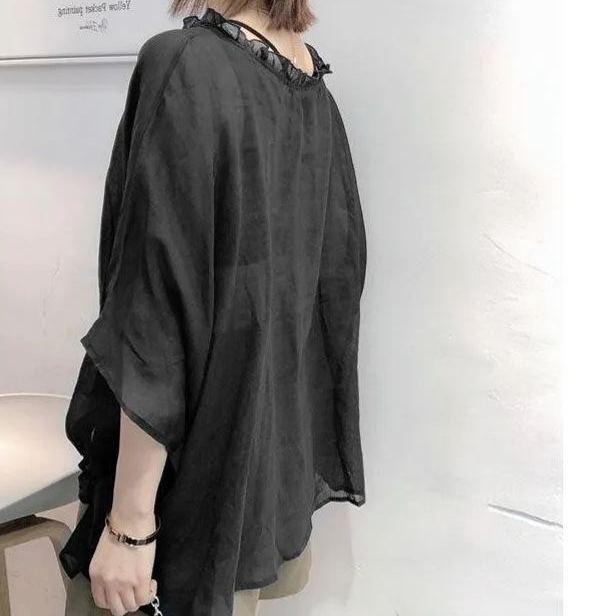 新款蝙蝠袖仿麻料韓版寬鬆襯衫