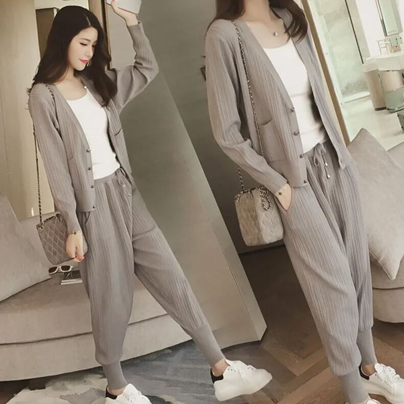 【整套】新款大碼休閒運動顯瘦時尚兩件套裝