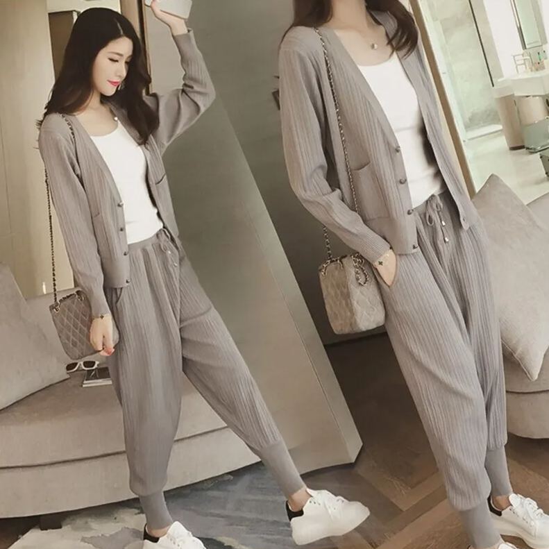 【整套】新款大碼休閒運動顯瘦時尚兩件套裝