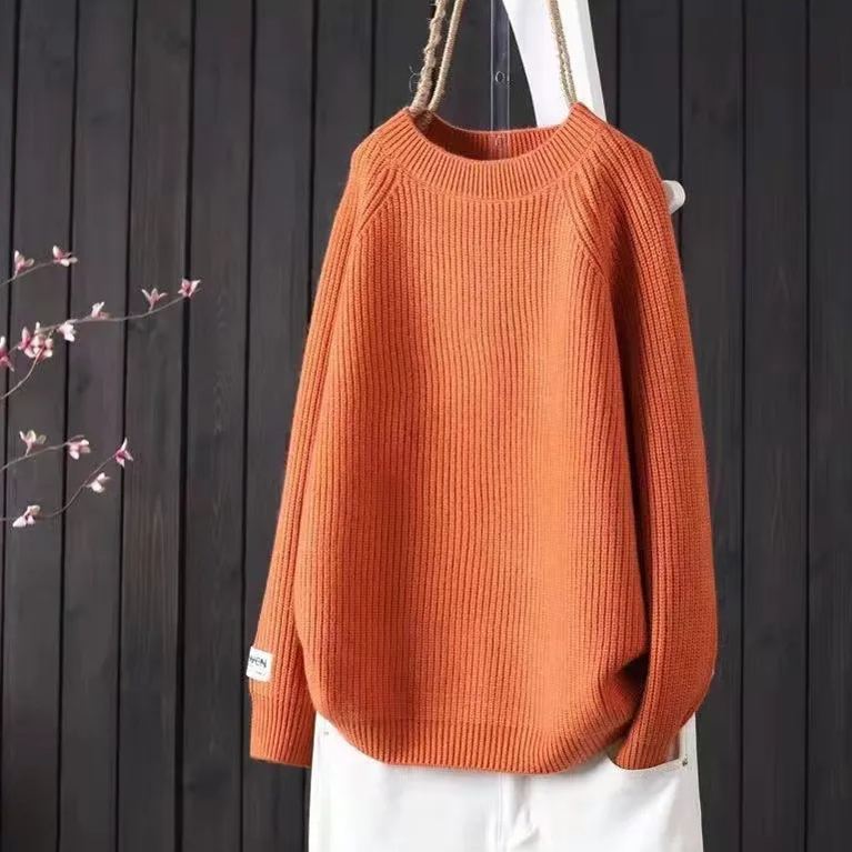 【9色】簡約文藝寬鬆慵懶風圓領純色針織長袖-Cicichill