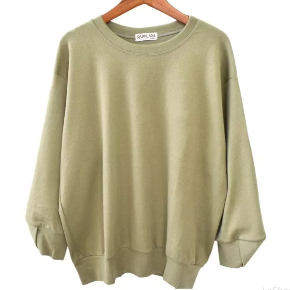 交叉V袖口寬鬆休閒顯瘦磨毛保暖衛衣