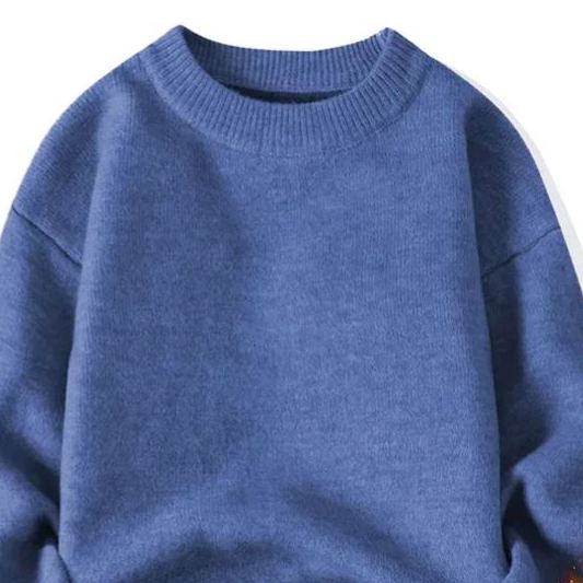 圓領潮流純色長袖打底衫加絨針織衫