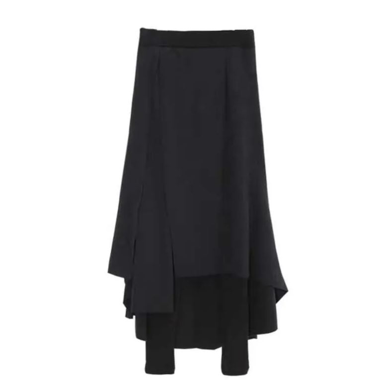 設計感個性不規則高腰假兩件打底褲裙-Cicichill