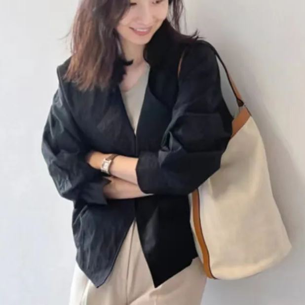 新款寬鬆圓領防曬薄款短外套開衫