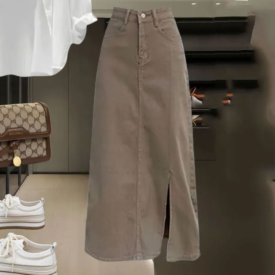 【單件/整套】韓版襯衫條紋吊帶牛仔半身裙三件套裝