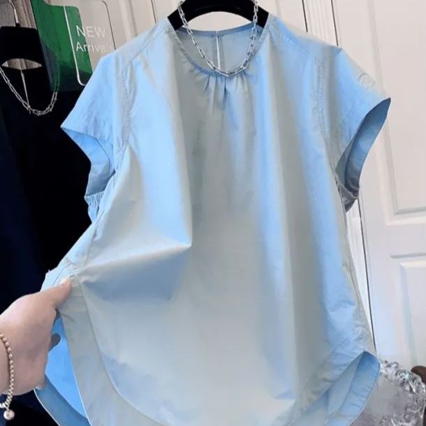 法式高級感氣質圓領短袖襯衫