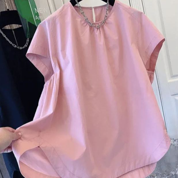 法式高級感氣質圓領短袖襯衫