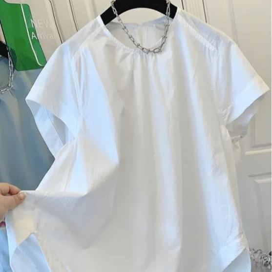 法式高級感氣質圓領短袖襯衫