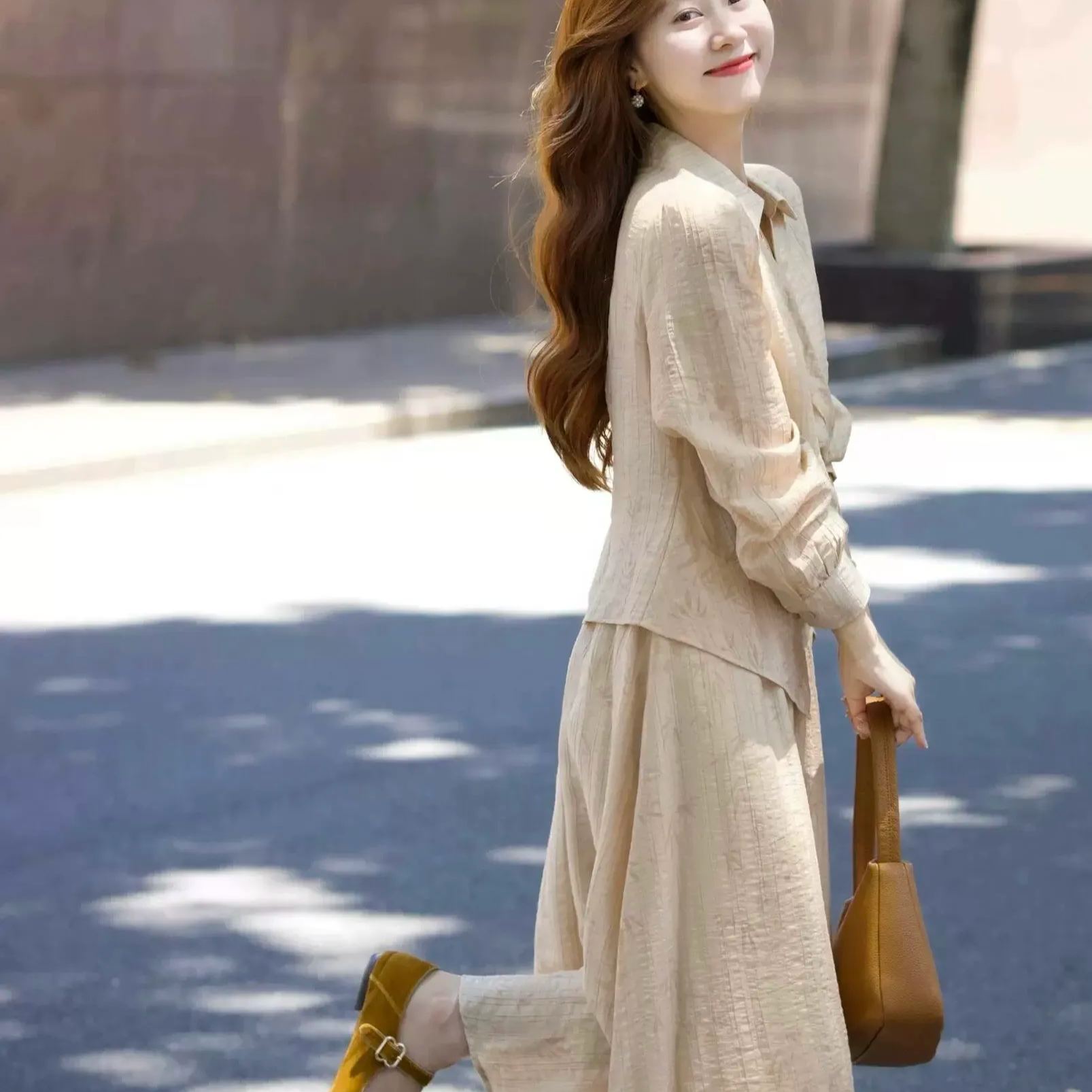 【單件/套裝】新中式氣質綁帶收腰上衣半身裙兩件套裝