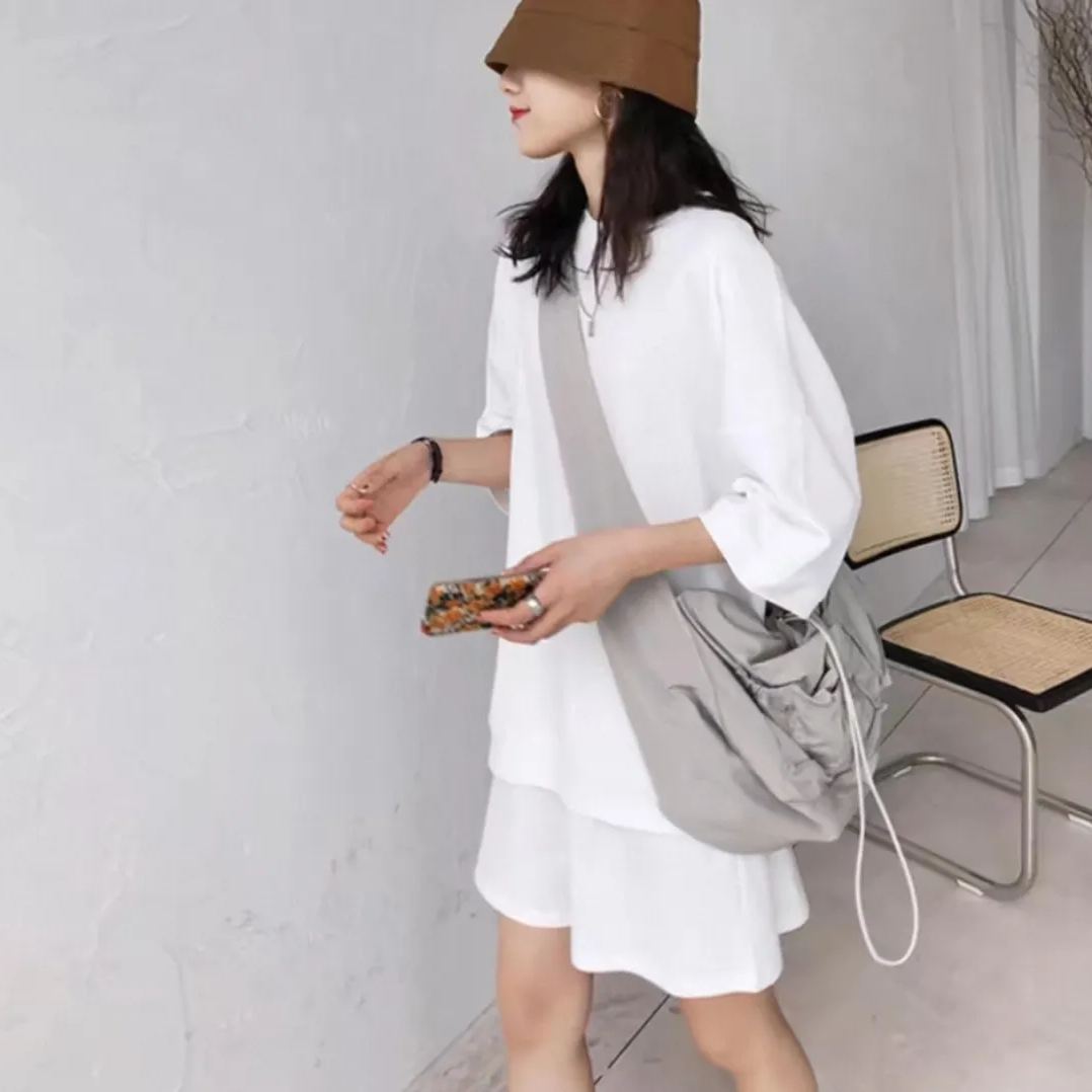 【整套】休閒時尚運動五分袖上衣+短褲兩件套裝