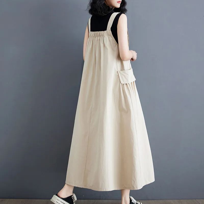 日韓簡約大碼寬鬆顯瘦氣質吊帶洋裝
