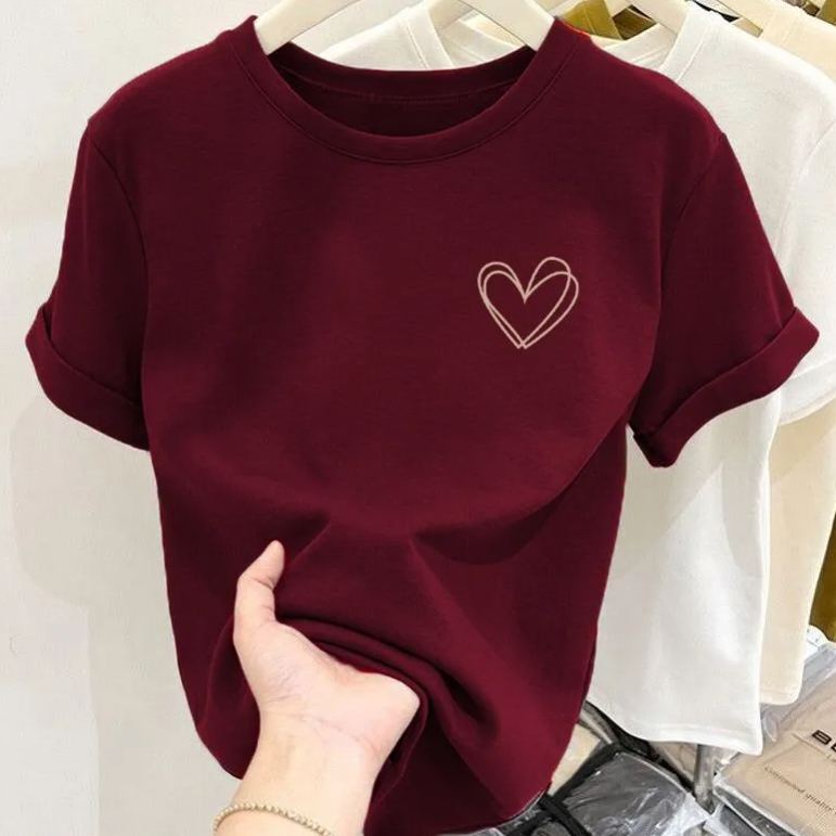 正肩純棉時尚簡約百搭減齡顯瘦短袖T恤