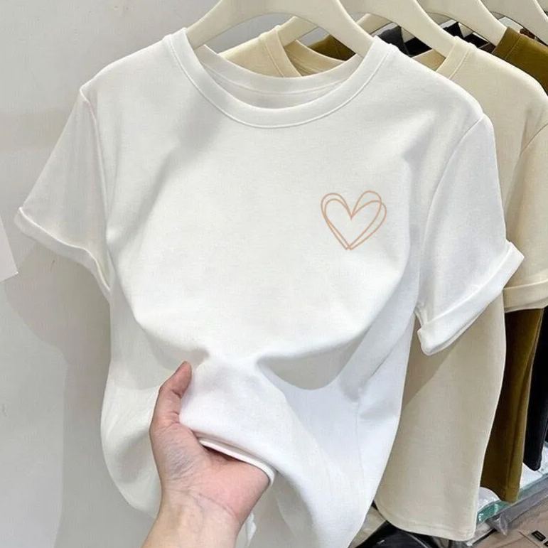 正肩純棉時尚簡約百搭減齡顯瘦短袖T恤