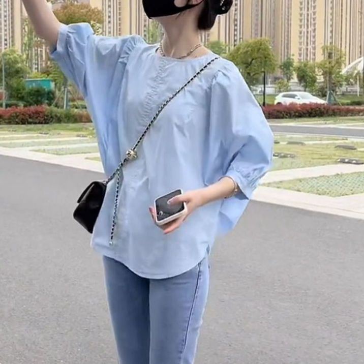 寬鬆顯瘦大碼木耳邊不規則設計感襯衫