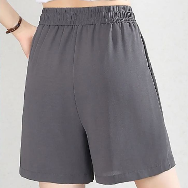 冰絲運動五分褲薄款垂感百褶闊腿休閒裙褲