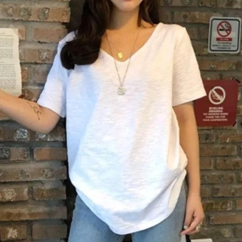 新款竹節棉ins透氣休閒百搭短袖