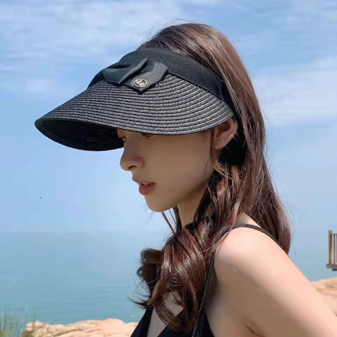 日系百搭防紫外線防曬草帽鴨舌遮陽帽