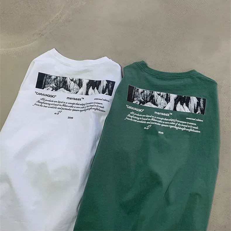 日系宽松休闲潮流字母印花五分短袖T恤