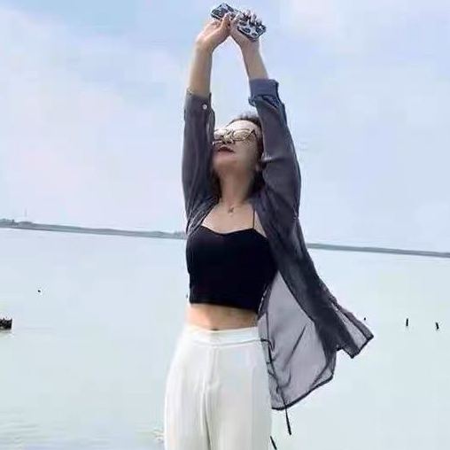 防曬衣冰絲透氣開衫外套長袖薄款雪紡襯衫