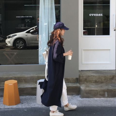 韓國chic寬鬆系帶收腰襯衫風衣外套（5色5碼）