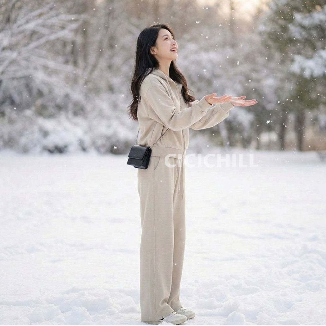 【整套】連帽T顯瘦減齡闊腿褲兩件套裝