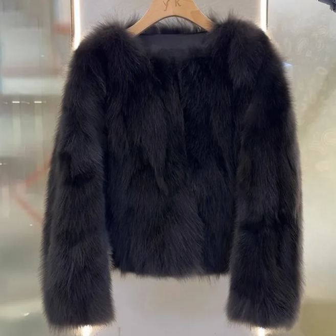 仿狐狸毛網紅韓版皮草短款毛毛圓領外套