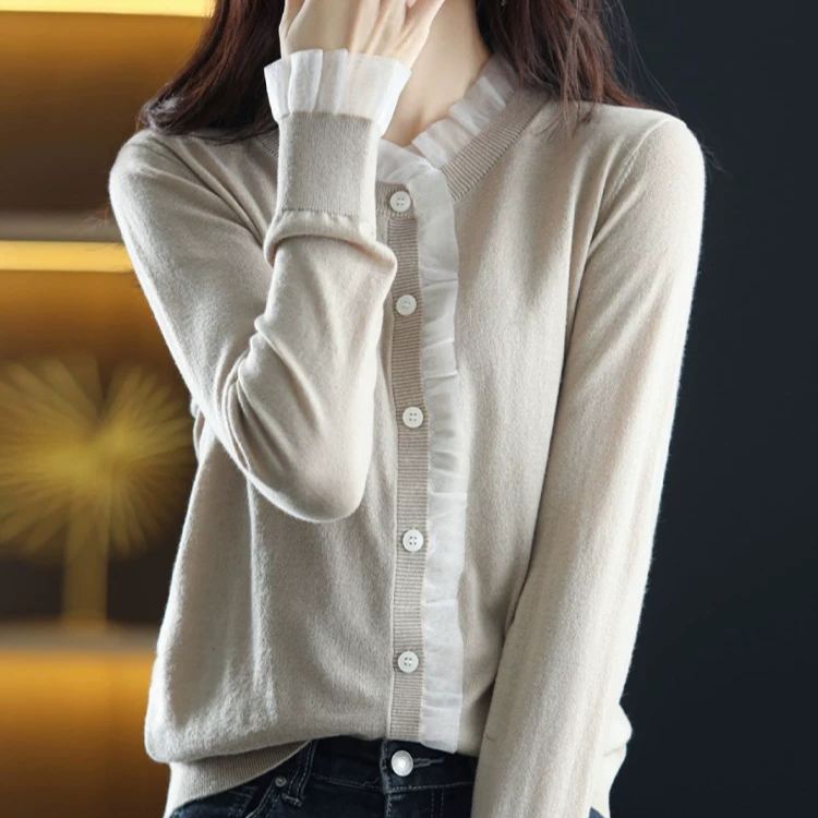 韓版洋氣時尚長袖外套針織開衫