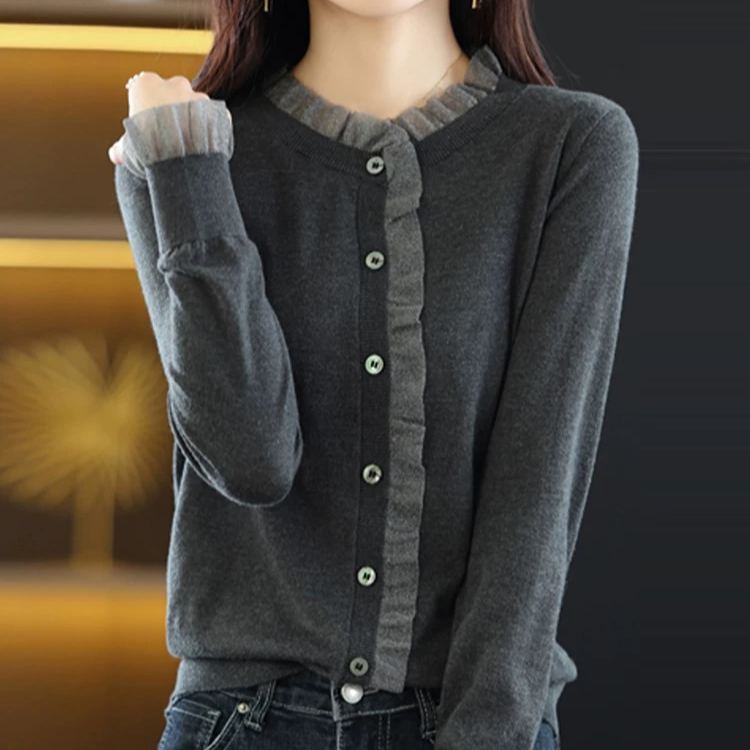 韓版洋氣時尚長袖外套針織開衫