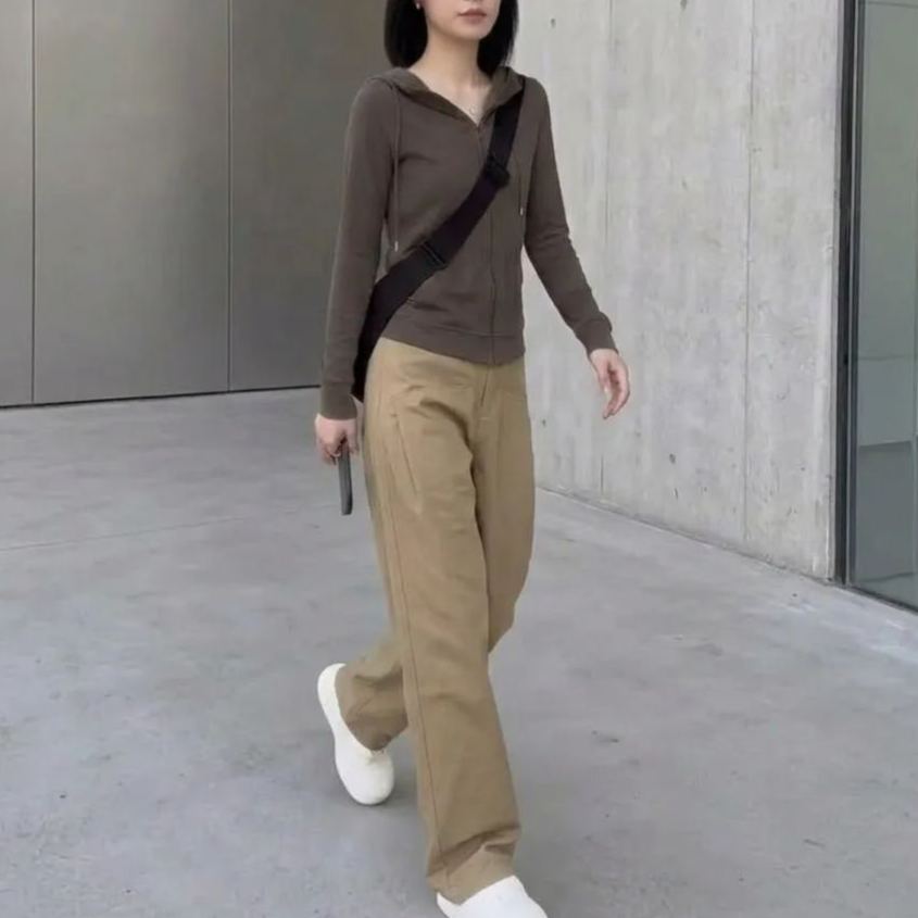 【單件/套裝】連帽減齡長袖外套+休閒長褲兩件套
