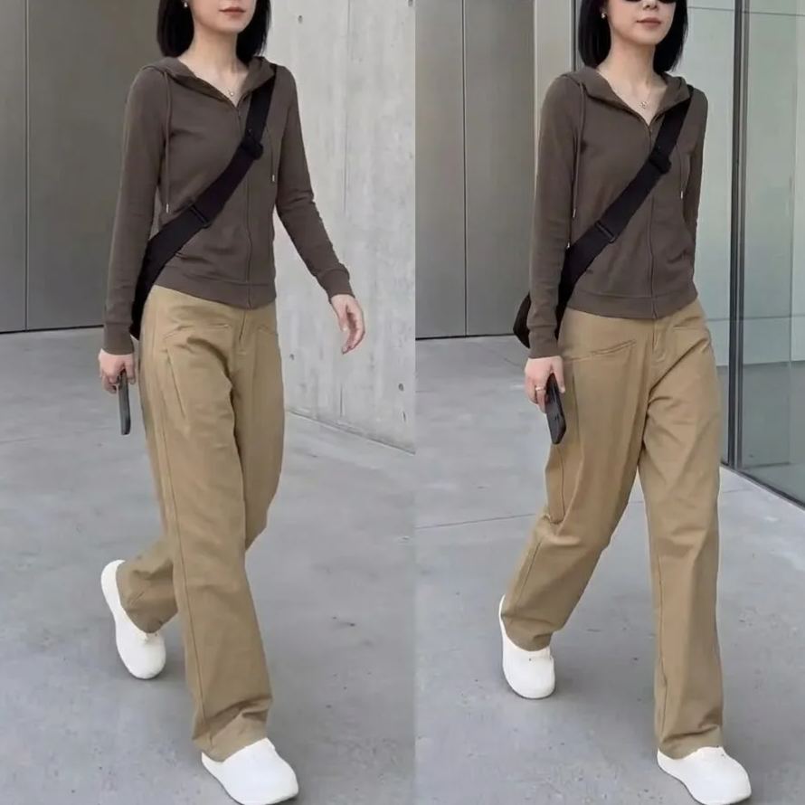【單件/套裝】連帽減齡長袖外套+休閒長褲兩件套