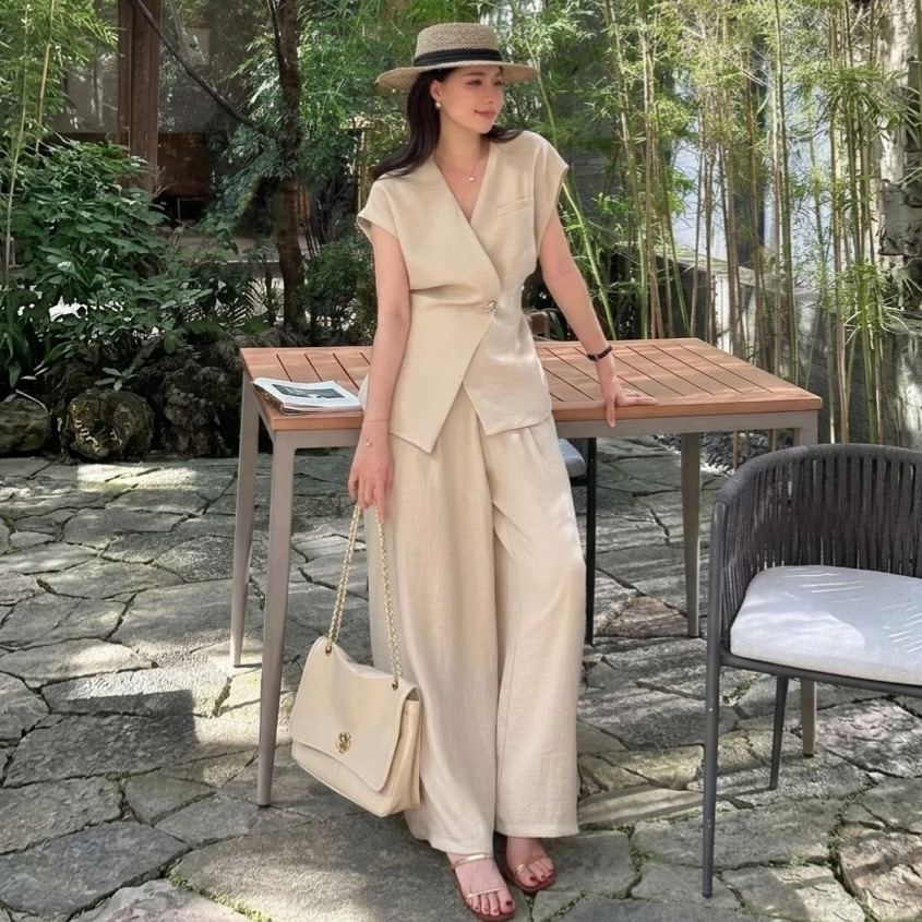 【單件/套裝】氣質高級感卡其色馬甲西裝褲兩件套裝