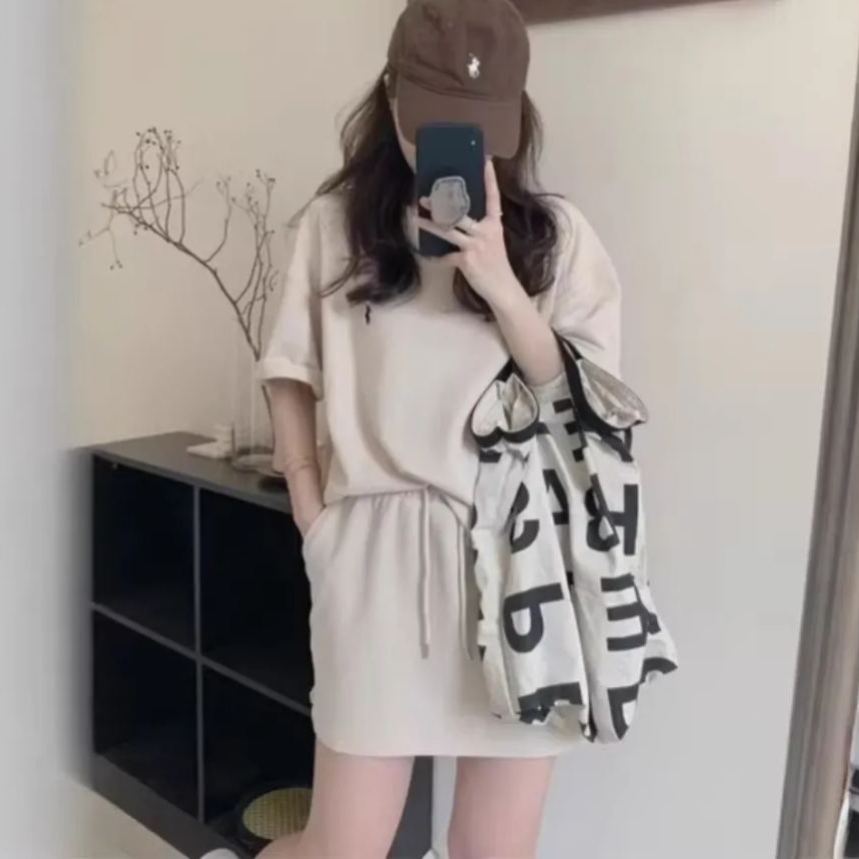 【整套】時尚休閒短袖運動顯瘦可愛甜美兩件套裝