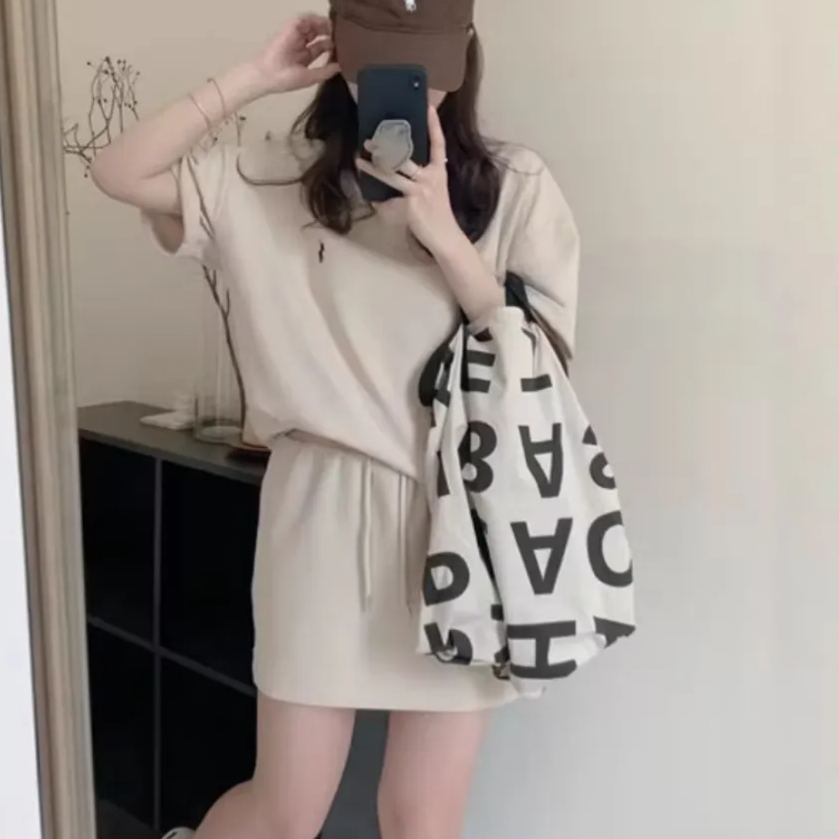 【整套】時尚休閒短袖運動顯瘦可愛甜美兩件套裝