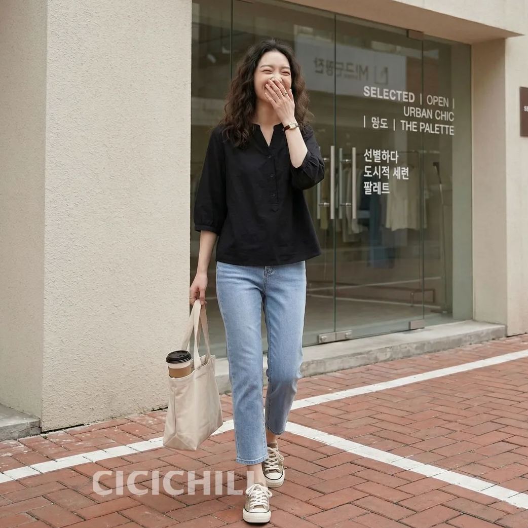 原創Polo領素色復古涼爽透氣寬鬆襯衫