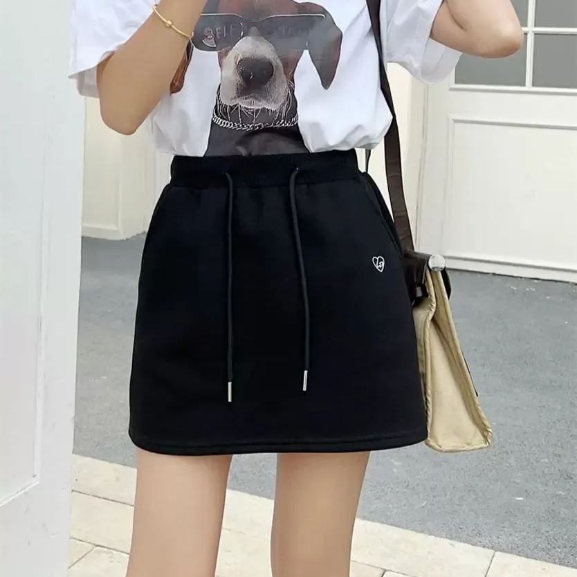 熱銷爆款內有安全褲刺繡新款寬鬆半身裙